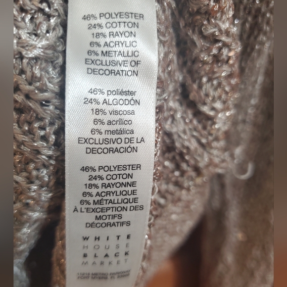 White House Black Market Fringe Sequin Metallic Colorblock Sweater Size M - Picture 5 of 8